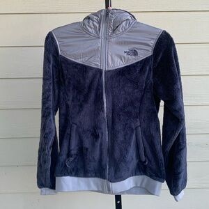 The north face fuzzy full zip hooded jacket Womens small